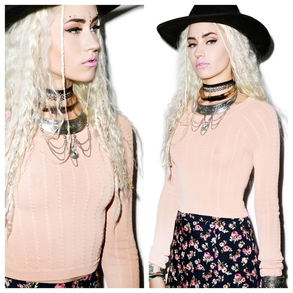 Final! For Love and Lemons Cropped Blush Sweater - Picture 3 of 5